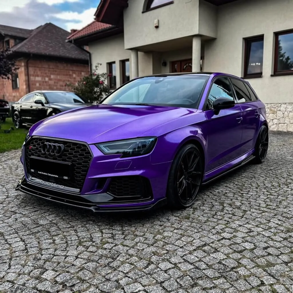 ZMIANA KOLORU FOLIĄ AUDI RS3 - ZMIANA KOLORU AUDI RS3 NA FIOLET WRAPPING OKLEJANIE AUT