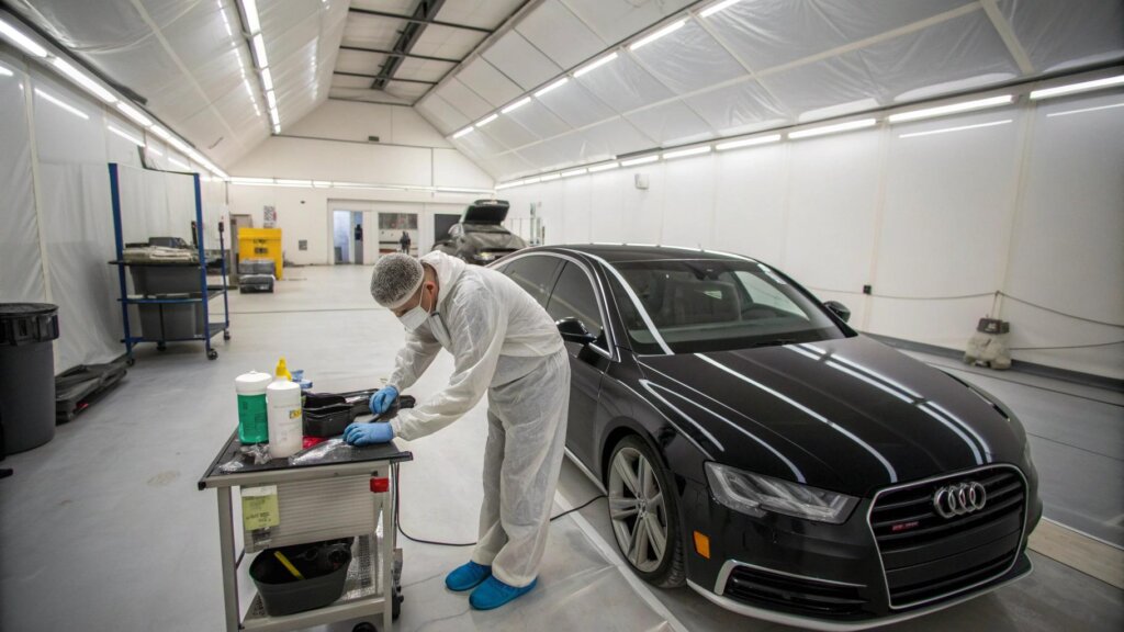 Oklejanie dachu na czarny połysk – efekt szklanego dachu