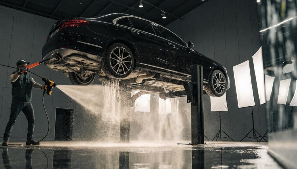 Detailingowe czyszczenie podwozia na podnośniku – dlaczego to standard w autach premium?